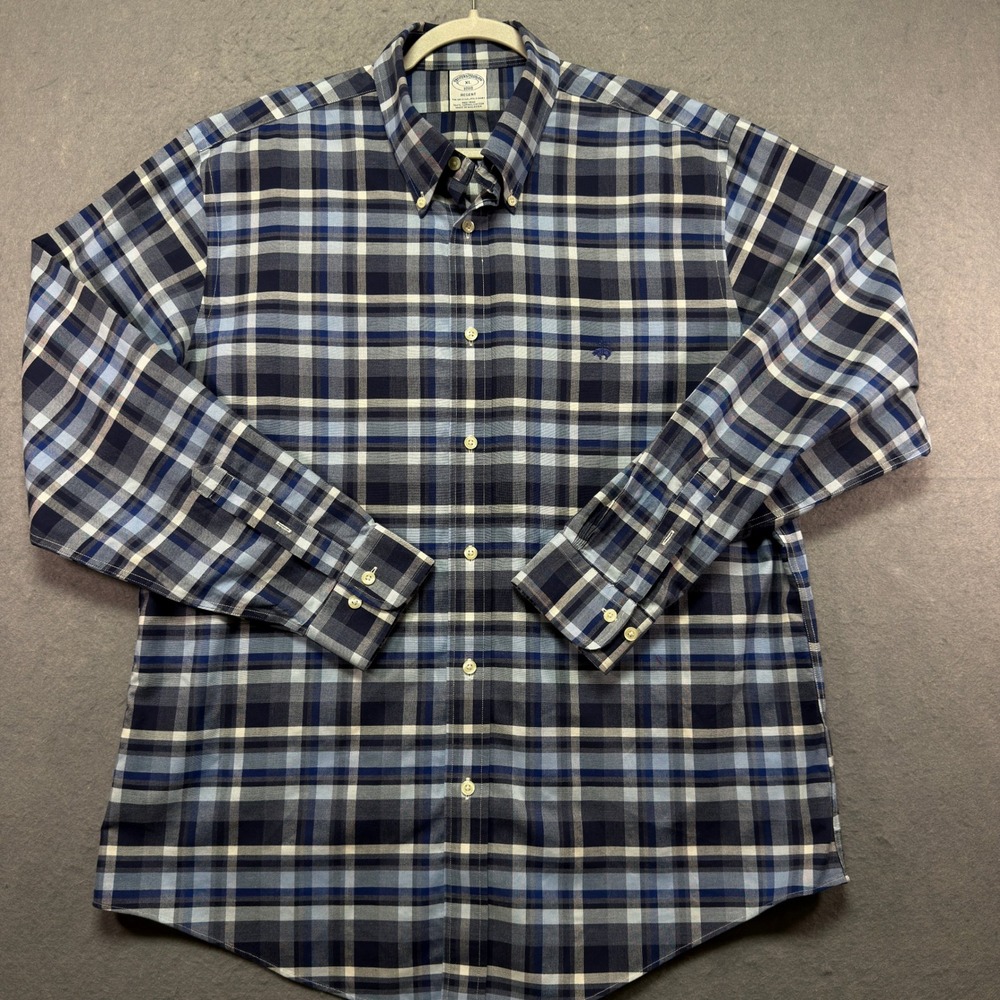 Brooks Brothers Regent XL Non-Iron Supima Cotton Blue Plaid Button Down Shirt